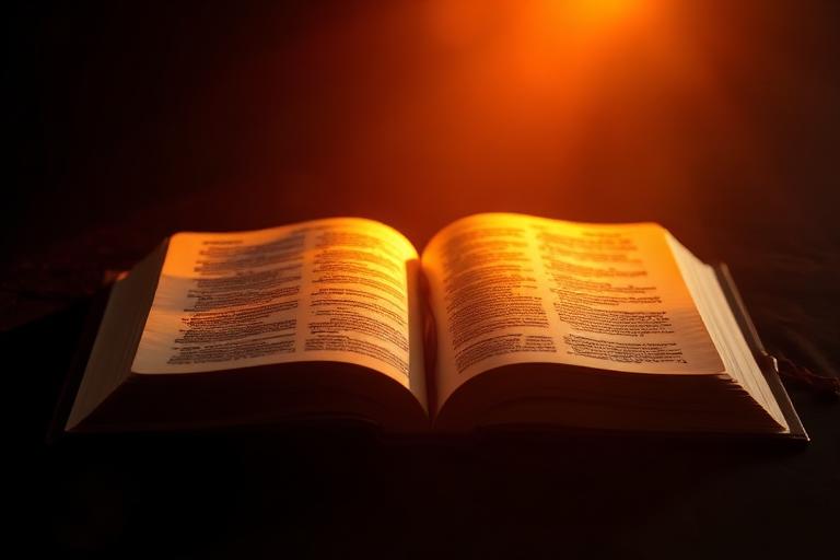 Open bible with golden light